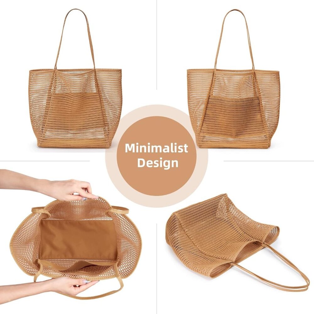 BeachNylon Mesh Tote Bag, Casual Tote Bag Hobo Women Foldable MAX 23L Shoulder B - Picture 6 of 9
